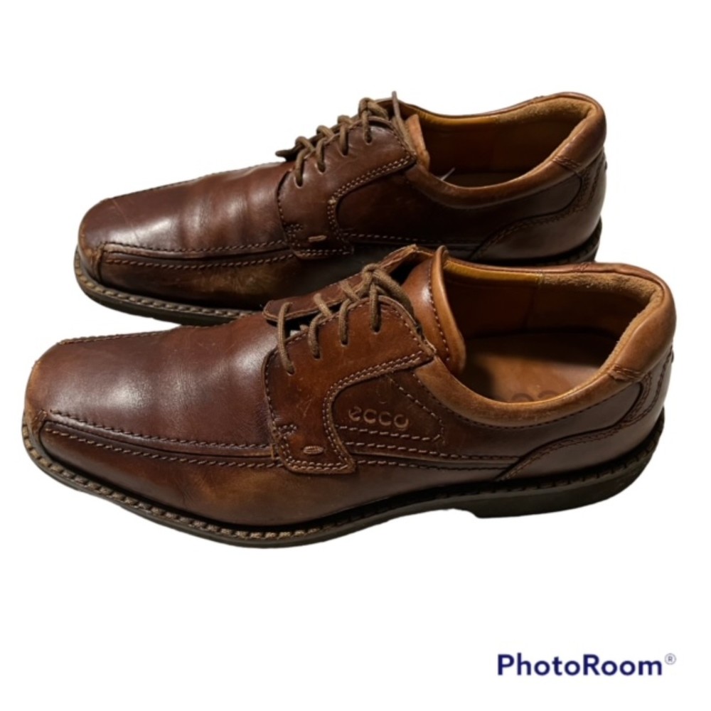 Ecco Mens US 9 EU 42 Brown Leather Dress Walking Oxford Lace Up Shoes - Picture 2 of 12